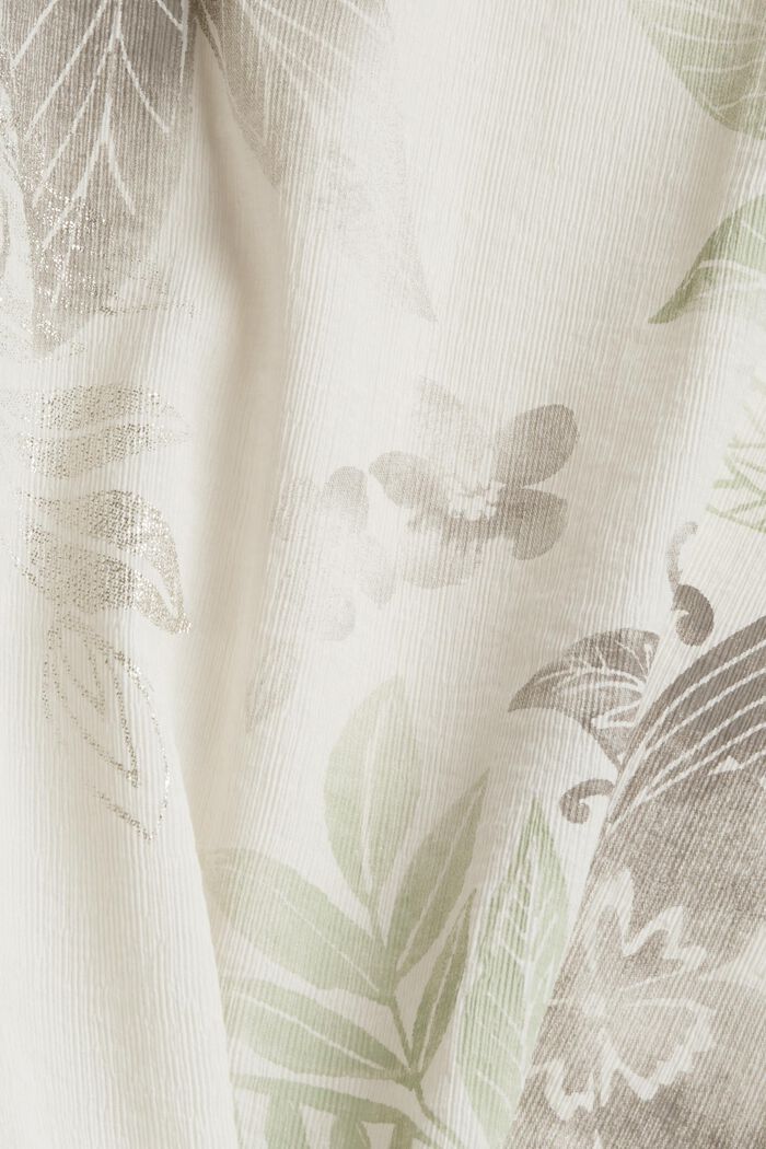 With linen: Material mix top with a print, LIGHT BEIGE, detail image number 4