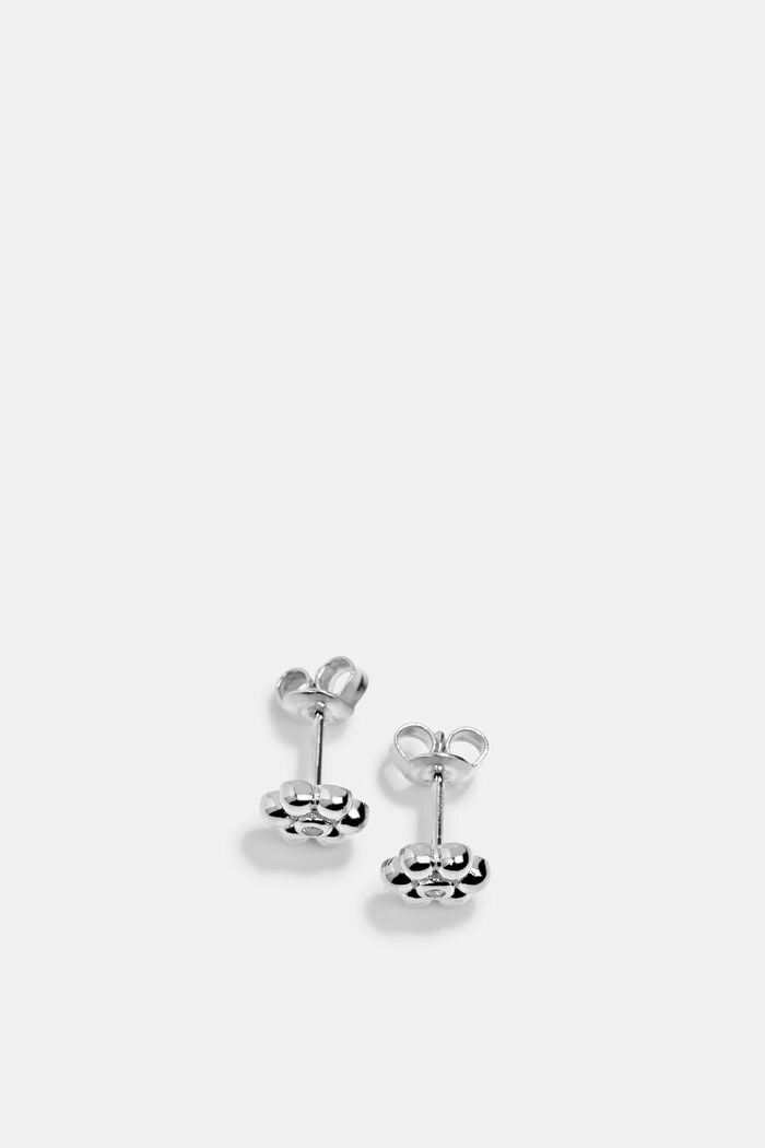 Stud earrings with zirconia, sterling silver, SILVER, detail image number 0