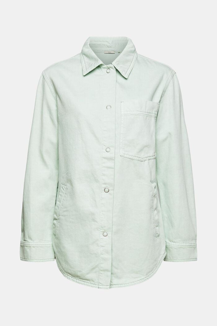 Containing TENCEL™: oversized shirt jacket, DUSTY GREEN, detail image number 6