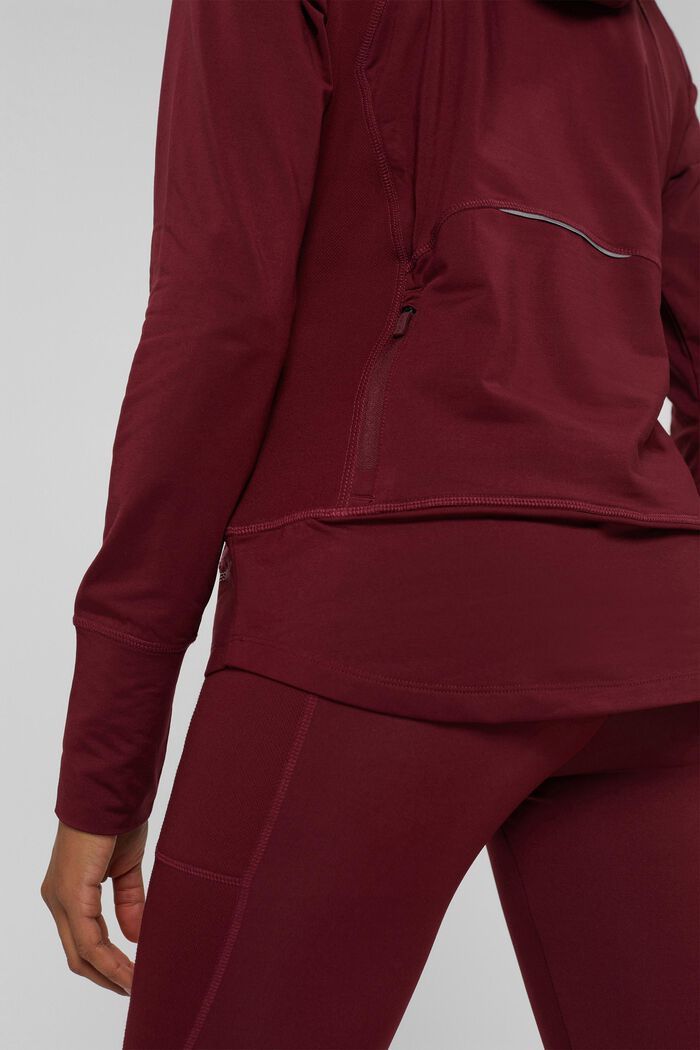 Made of recycled material: active sweatshirt with E-DRY, BORDEAUX RED, detail image number 5