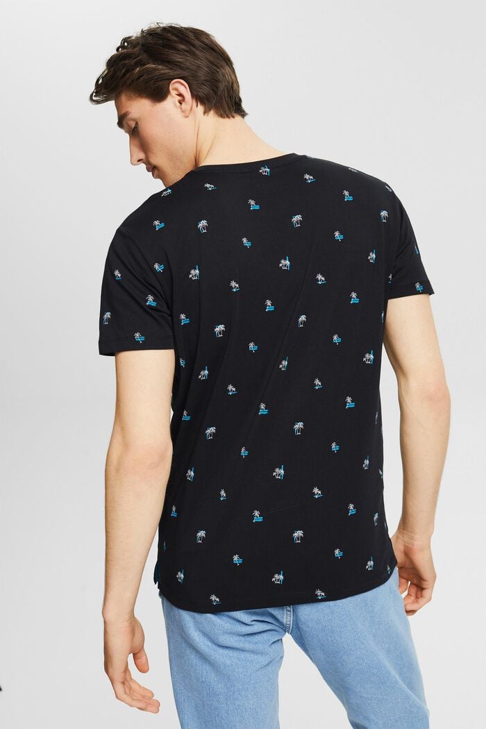 Jersey T-shirt with a palm motifs, BLACK, detail image number 3