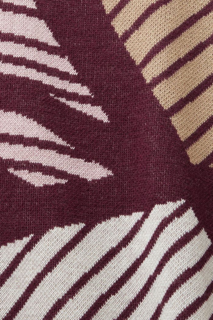 Short-sleeved jacquard jumper, organic cotton, AUBERGINE, detail image number 5