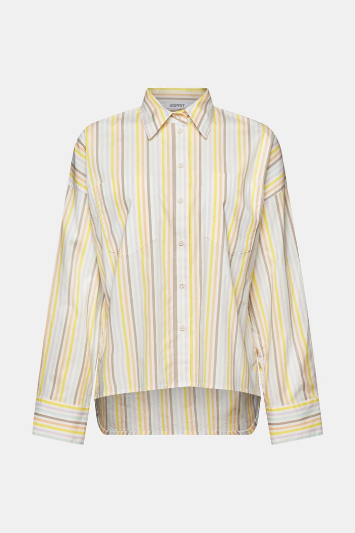 Oversized Striped Button-Down Shirt, OFF WHITE, detail image number 6
