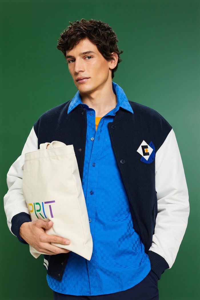 Cotton Jacquard Shirt, BRIGHT BLUE, detail image number 5