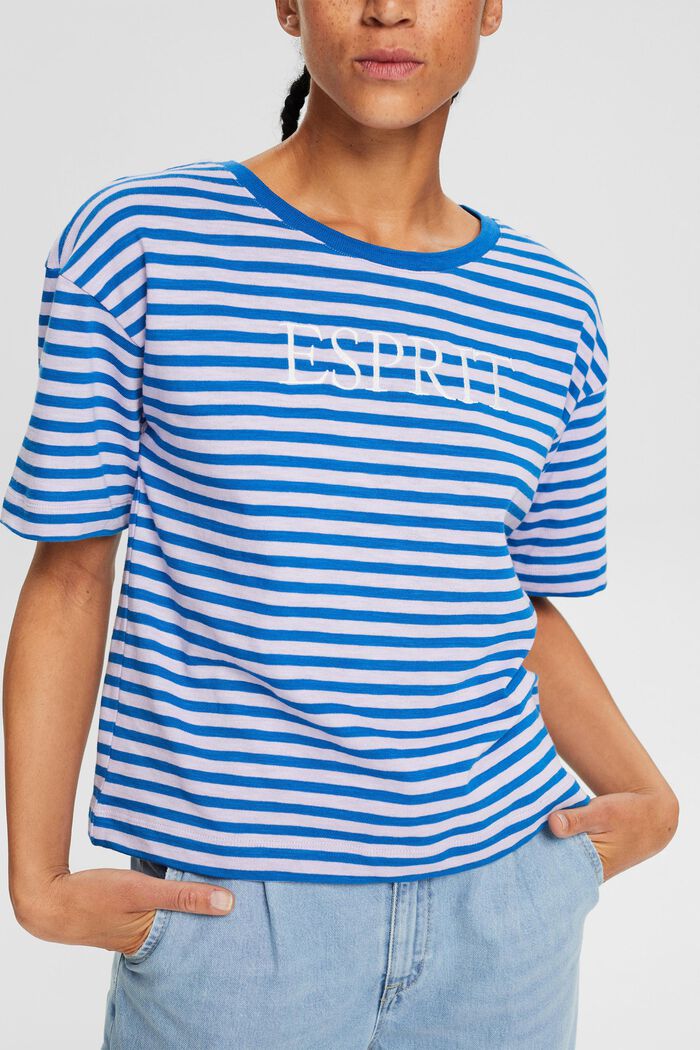 Striped T-shirt with logo embroidery, LILAC, detail image number 2