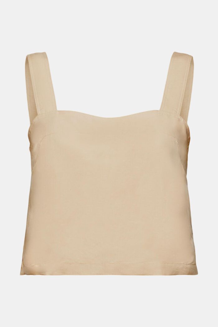 Cropped camisole top, linen blend, SAND, detail image number 6