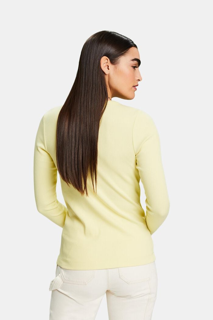 Ribbed Crewneck Top, LIME YELLOW, detail image number 2