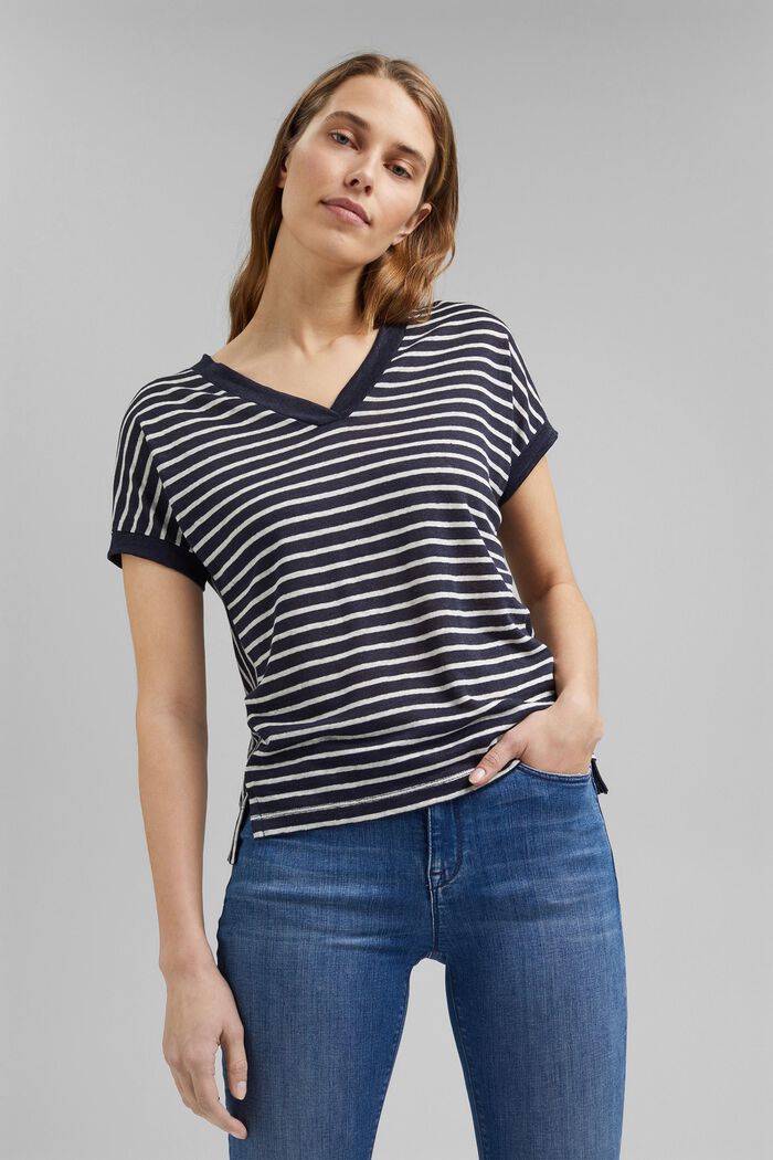 Made of 100% linen: T-shirt with stripes