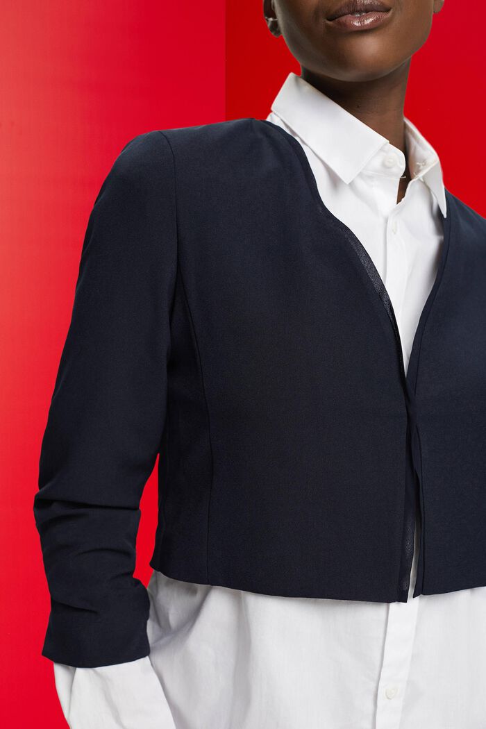 Cropped blazer with ruched sleeves, NAVY, detail image number 2