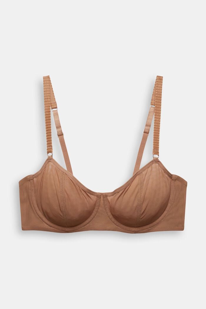 Made of recycled material: unpadded underwire bra with mesh