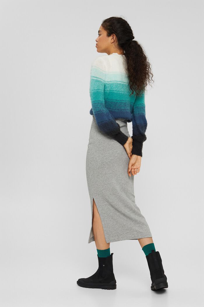 Organic cotton blend sweatshirt midi skirt, MEDIUM GREY, detail image number 3