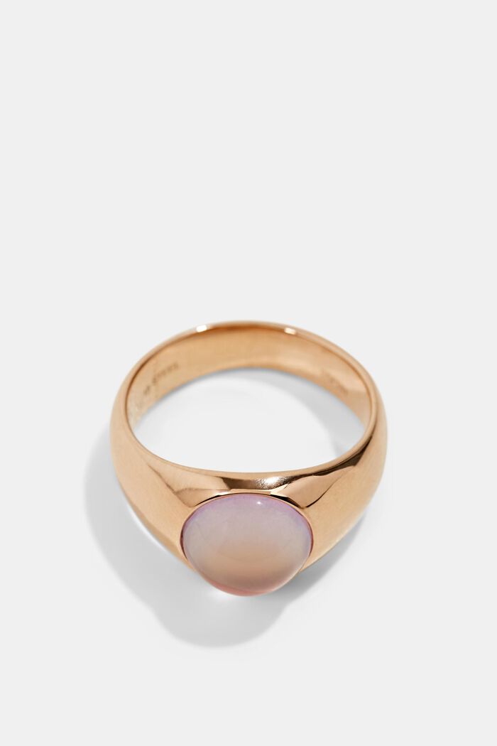Ring with glass stone, stainless steel, ROSEGOLD, detail image number 0