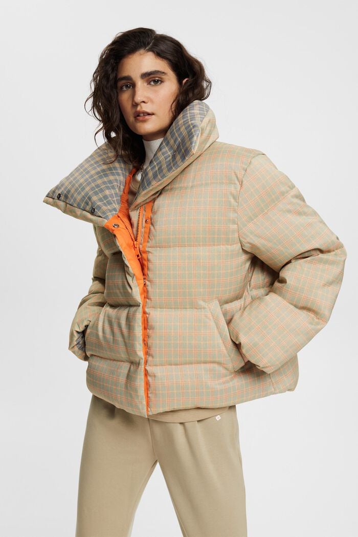 Checked puffer jacket, SAND, detail image number 1