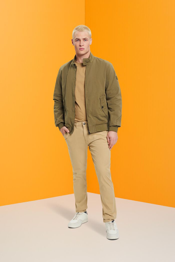 Bomber jacket with stand-up collar, LIGHT KHAKI, detail image number 1