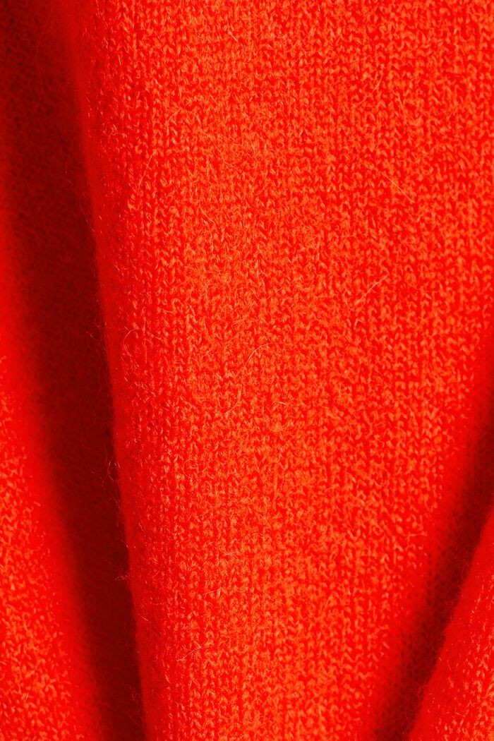 Longline Wool Blend cardigan, BRIGHT ORANGE, detail image number 5