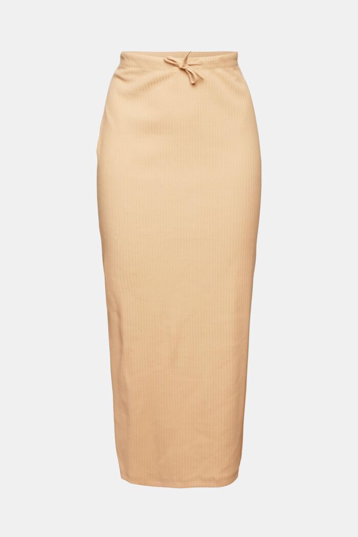 Ribbed jersey skirt made of organic cotton, BEIGE, overview
