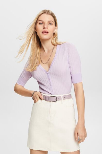 Button-Front Knit Top