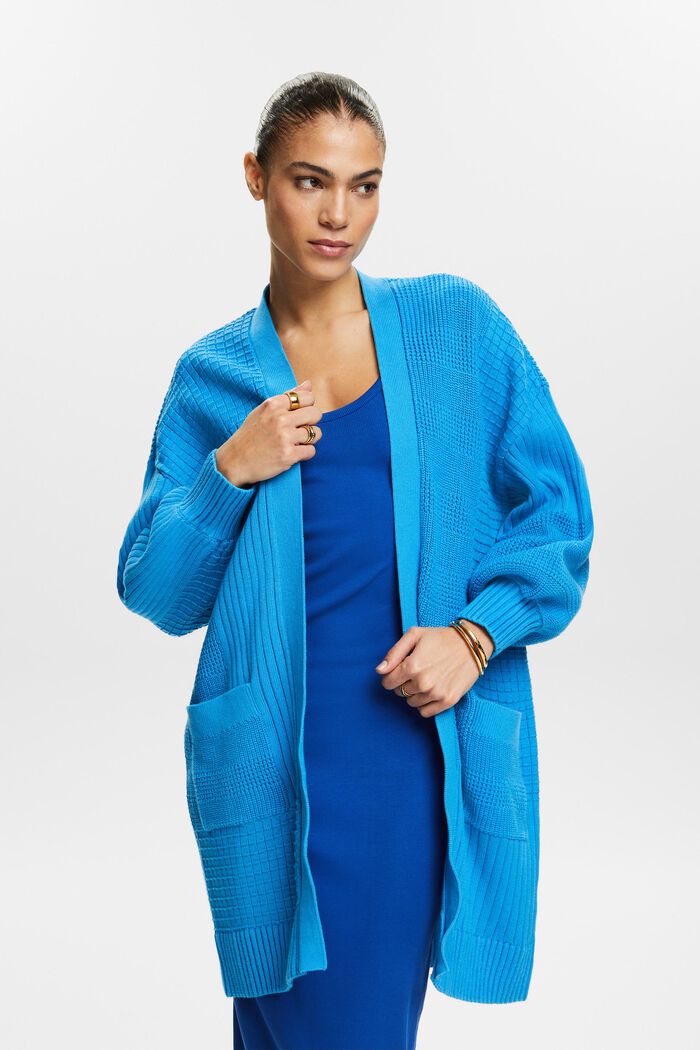 Structured Knit Cardigan, BLUE, detail image number 0