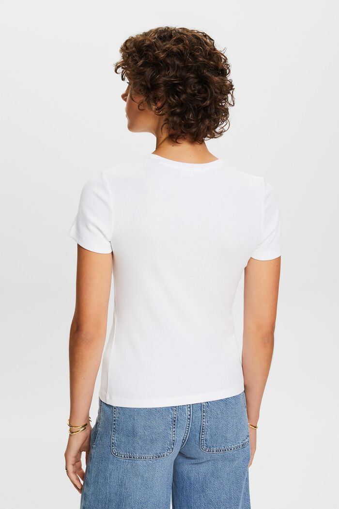 Cotton-Jersey Crewneck T-Shirt, WHITE, detail image number 3
