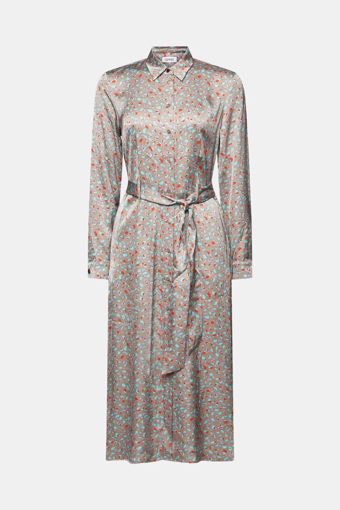 Printed Satin Midi Dress, LIGHT TAUPE, detail image number 7