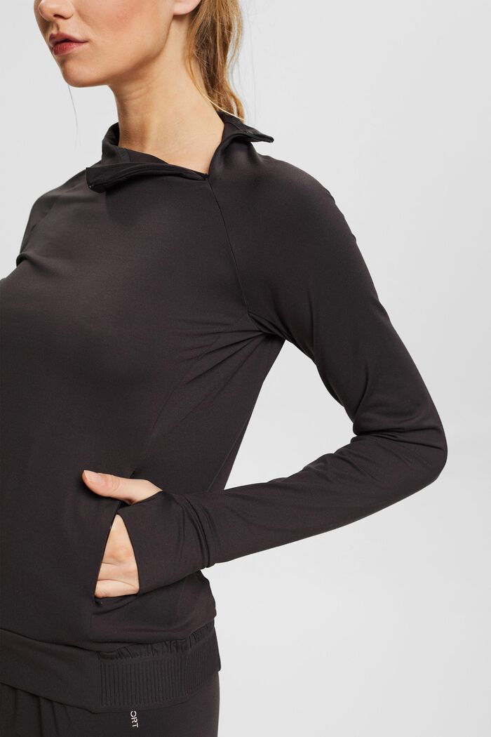 Made of recycled material: active long sleeve top with edry, DARK GREY, detail image number 2