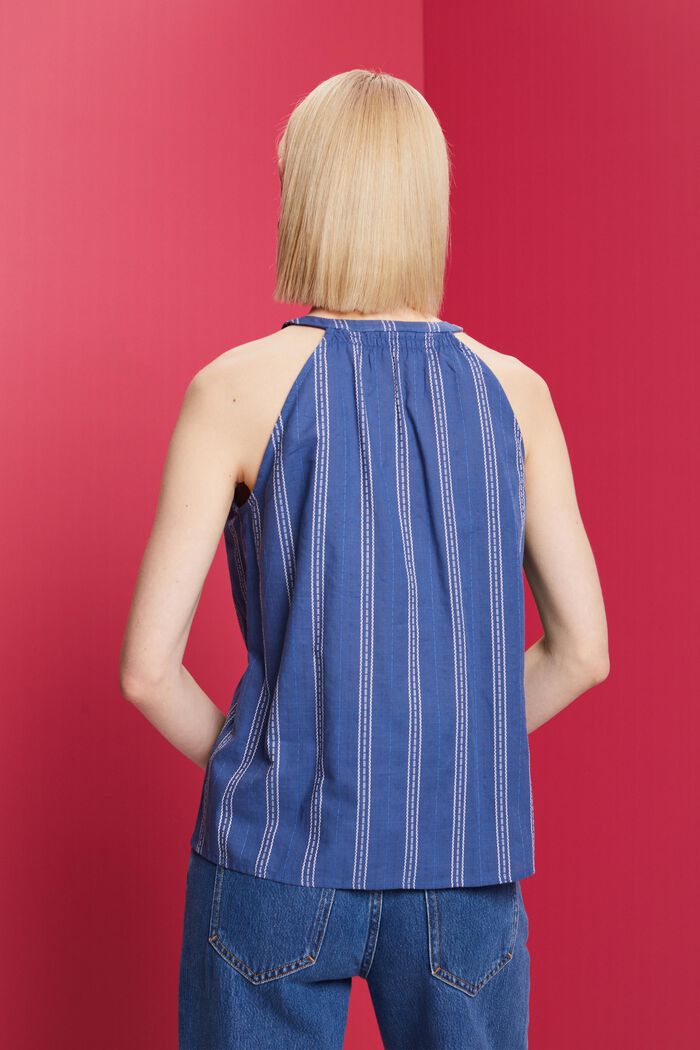 Sleeveless striped blouse, 100% cotton, INK, detail image number 3