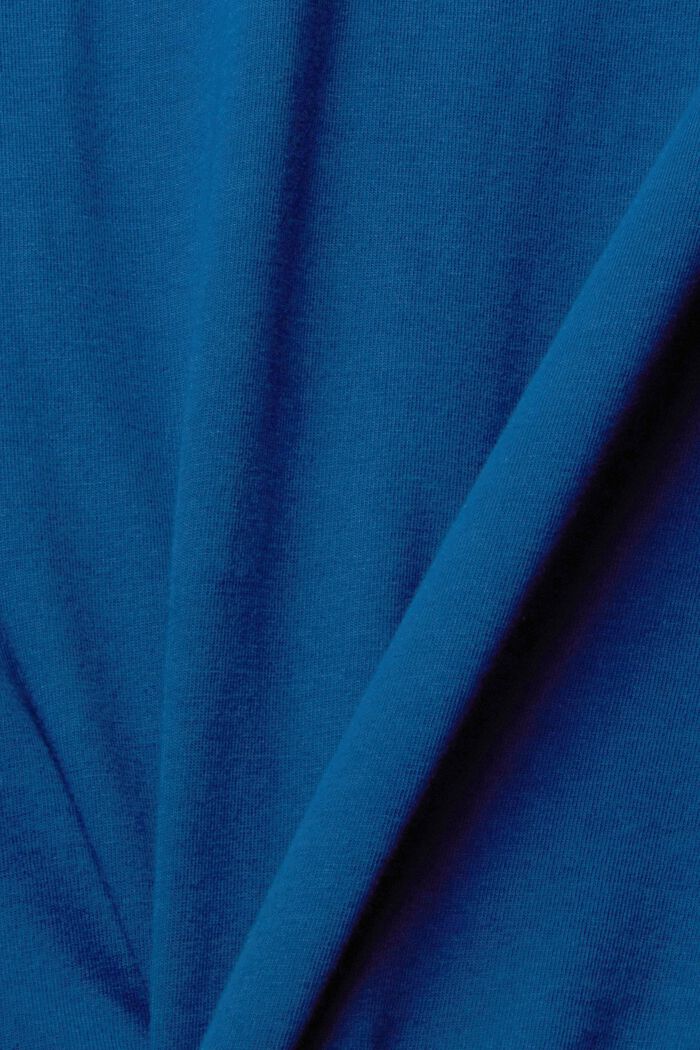 Stand-up collar long sleeve top, PETROL BLUE, detail image number 1