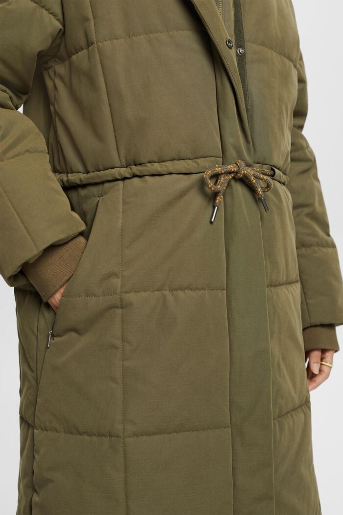 Recycled: quilted coat with fleece lining, KHAKI GREEN, detail image number 4