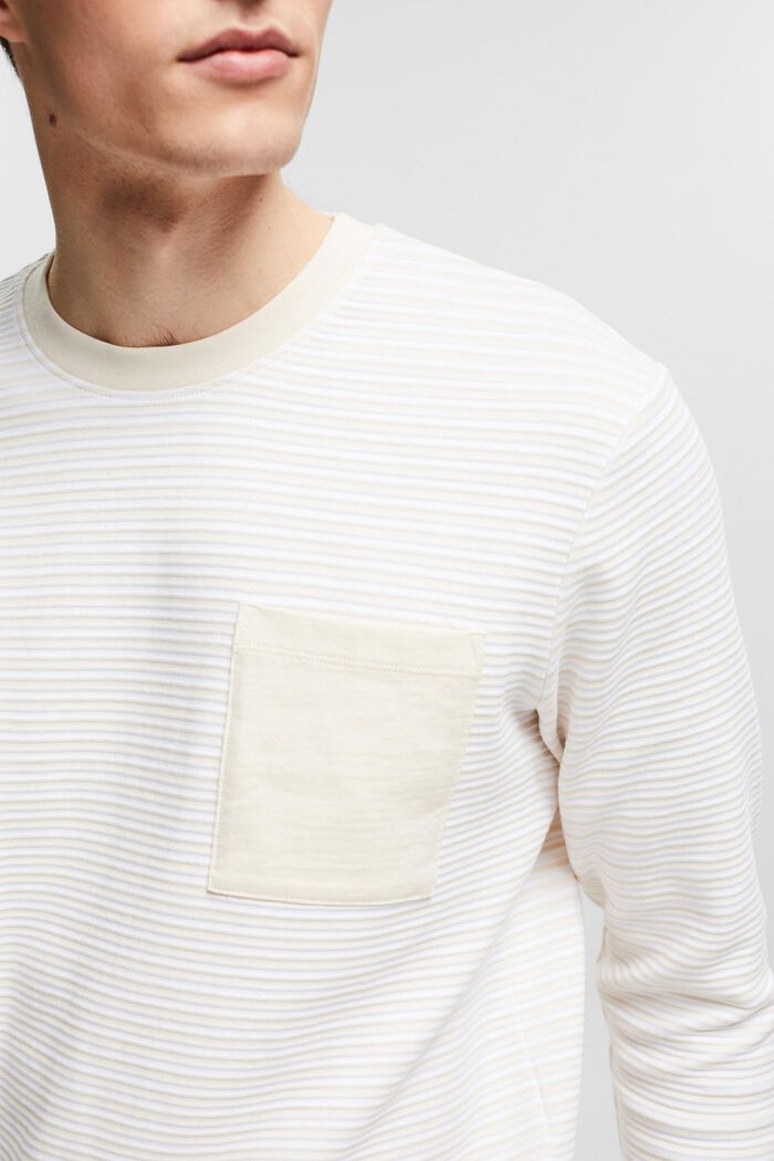 Striped sweatshirt with a breast pocket, LIGHT BEIGE, detail image number 2