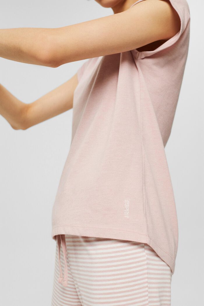 Velvety pyjama top, 100% organic cotton, OLD PINK, detail image number 0