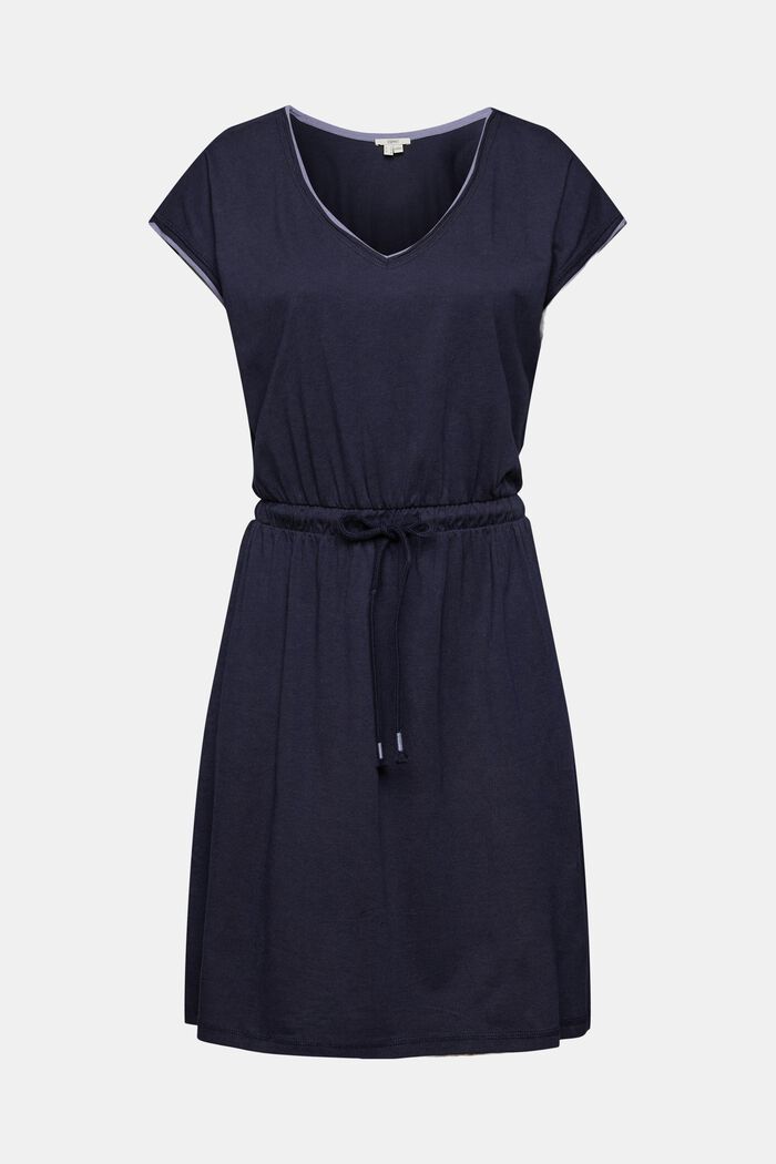 Containing TENCEL™: jersey dress with drawstring ties, NAVY, detail image number 5