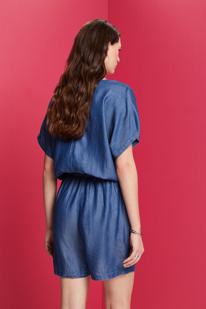 Short jumpsuit in a jeans look, TENCEL™, BLUE MEDIUM WASHED, detail image number 3