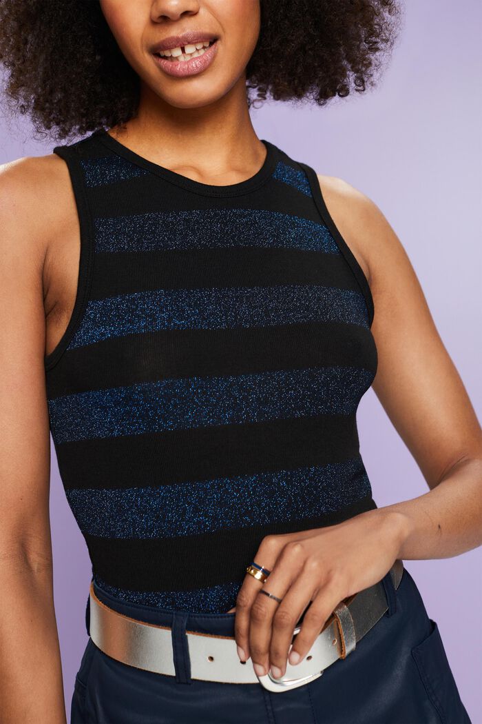 Striped Lamé Tank Top, BRIGHT BLUE, detail image number 2