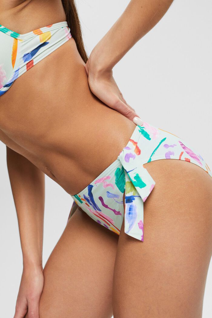 Made of recycled material: tie-fastening bikini bottoms, LIGHT AQUA GREEN, detail image number 2