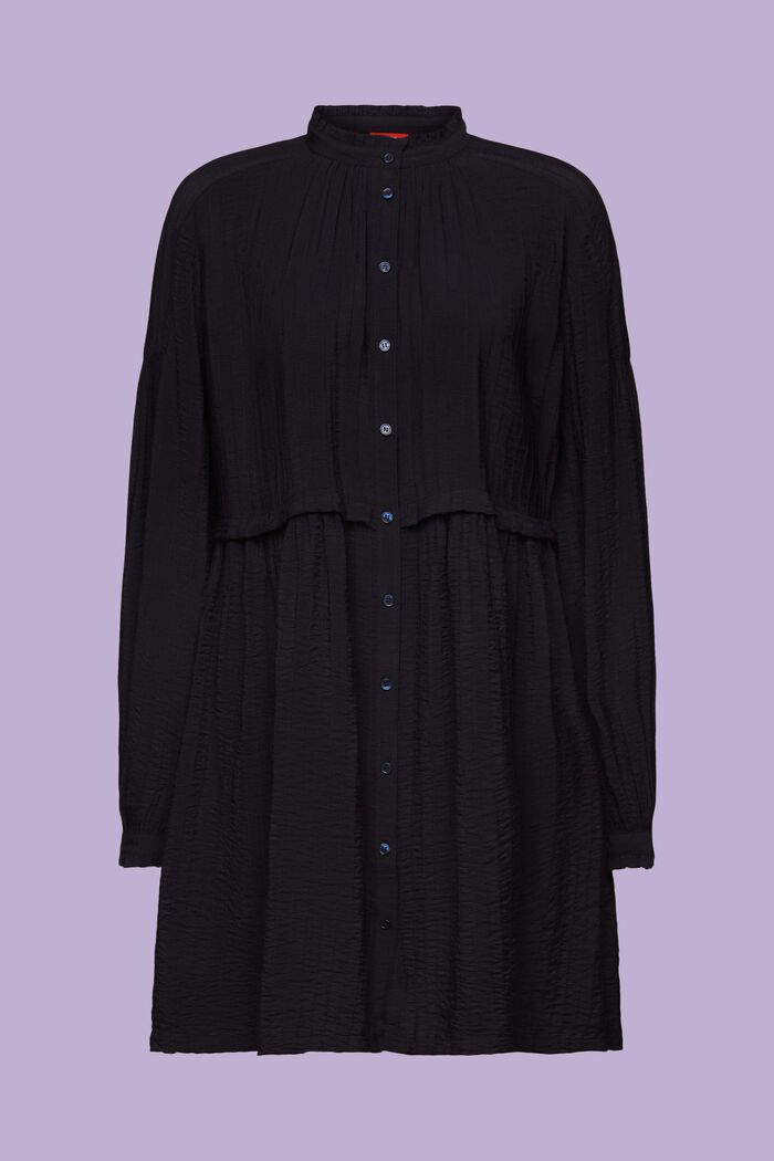 Ruffled Textured Mini Dress, BLACK, detail image number 6