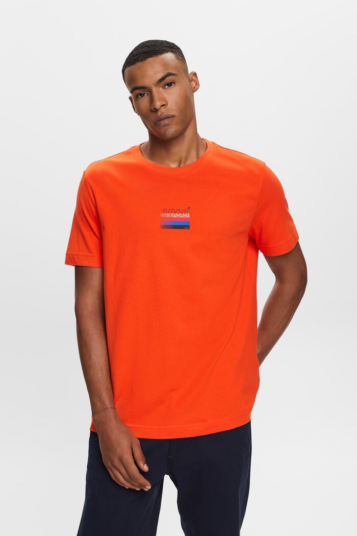 Jersey T-shirt with print, 100% cotton, BRIGHT ORANGE, detail image number 0