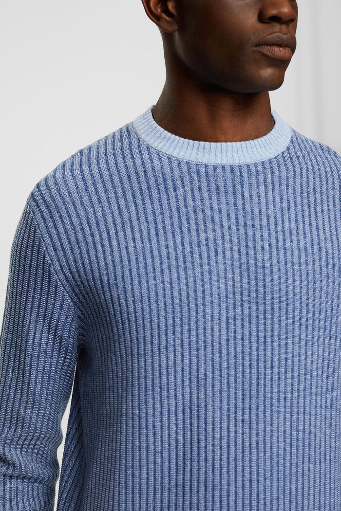 Two-coloured rib knit jumper, BLUE, detail image number 2