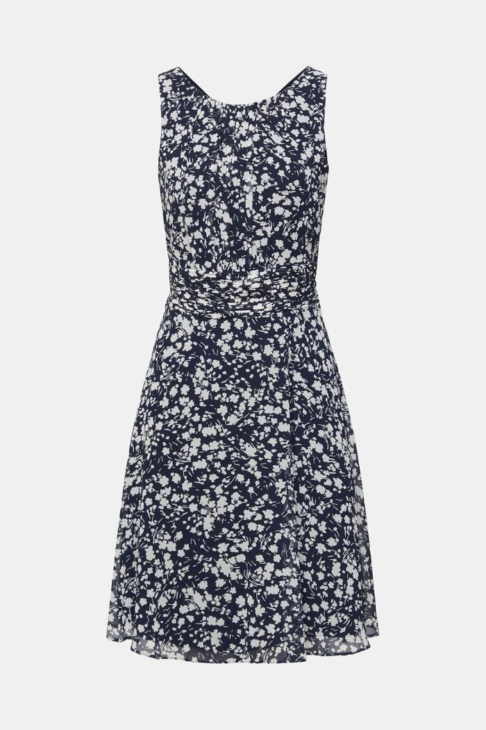 Recycled: Chiffon dress with a gathered waist, NEW NAVY, detail image number 6