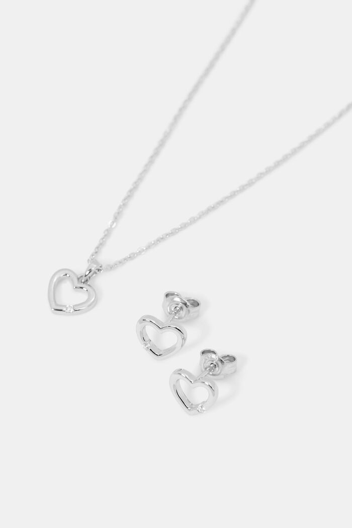 Necklace and earrings set, sterling silver, SILVER, detail image number 1