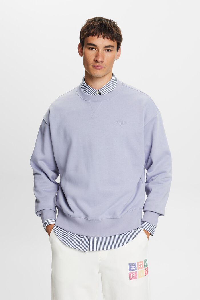 Sweatshirt with logo stitching, LIGHT BLUE LAVENDER, detail image number 1