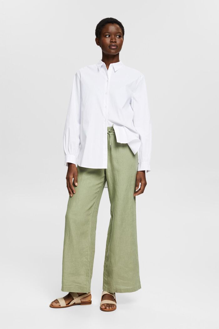 Linen trousers with a wide leg, LIGHT KHAKI, detail image number 6