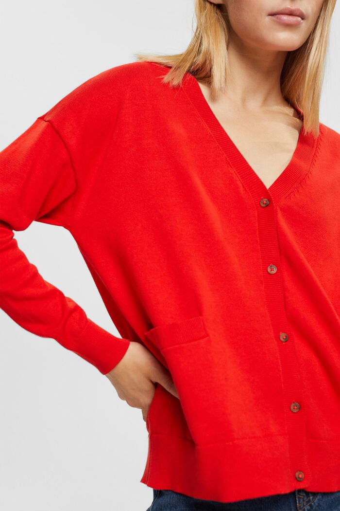 Cardigan with pockets, RED, detail image number 0