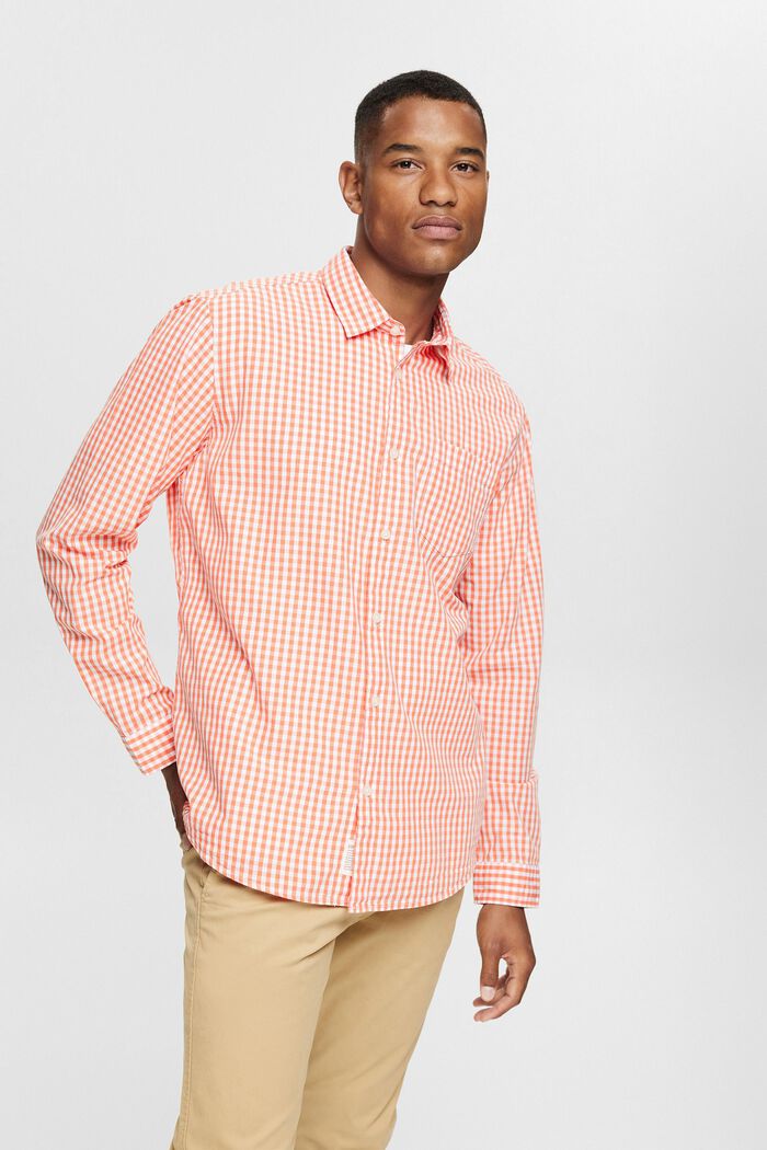 Check shirt in cotton, CORAL, detail image number 0