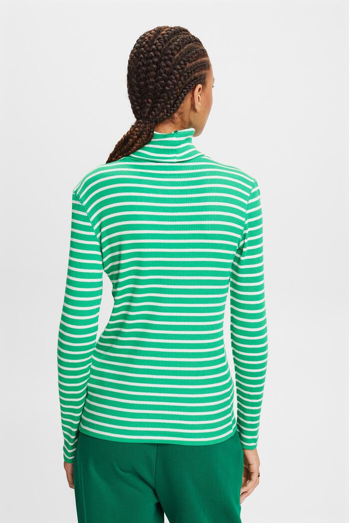 Striped Long-Sleeve Turtleneck, GREEN, detail image number 4