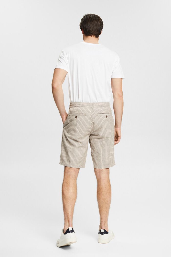 Linen blend: pinstripe shorts, BEIGE, detail image number 3