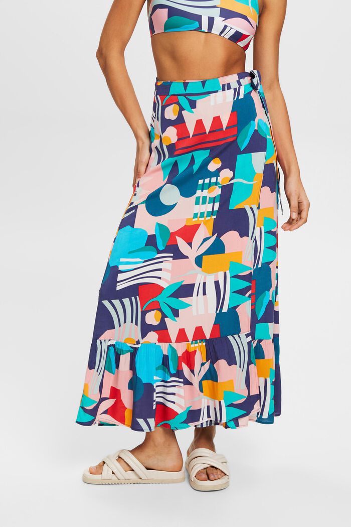 Wrap skirt with multi-coloured print, INK, detail image number 0