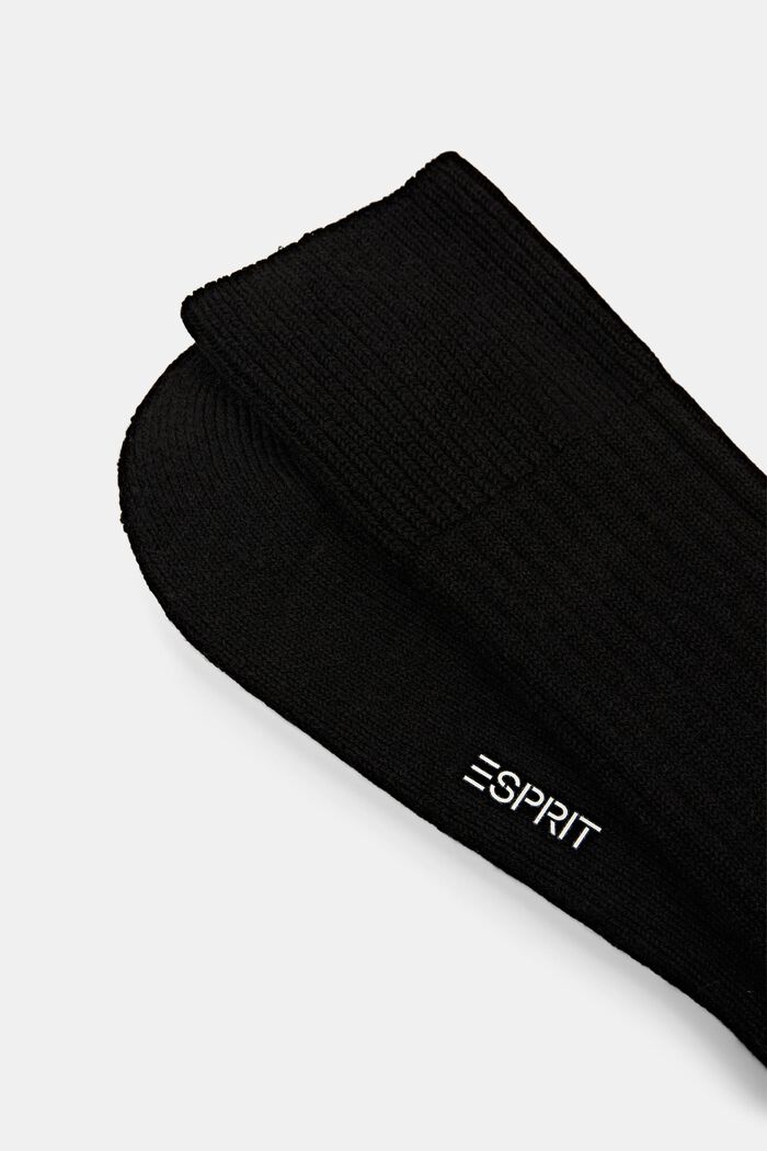 Chunky Rib-Knit Socks, BLACK, detail image number 2