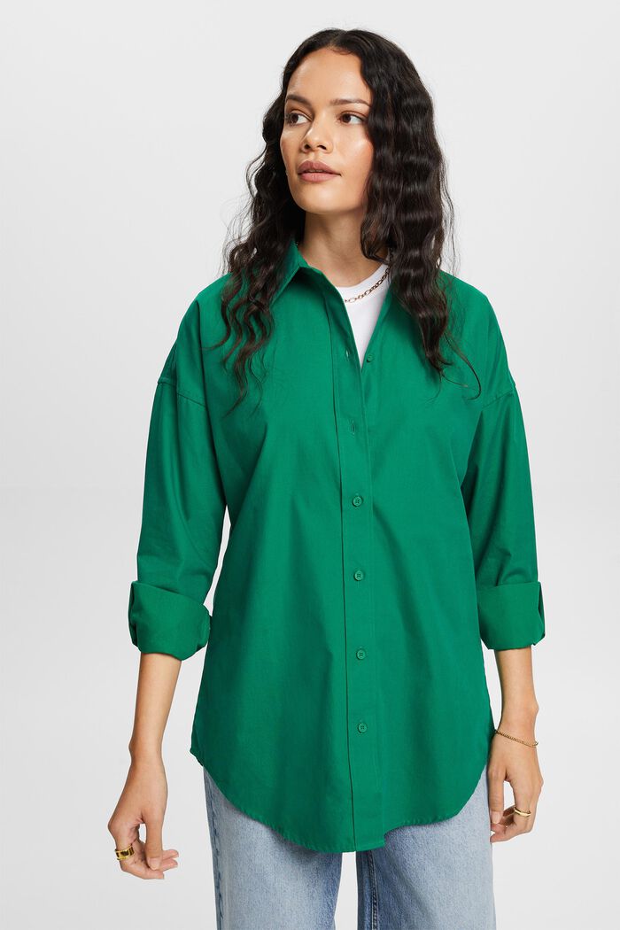 Cotton-Poplin Shirt, DARK GREEN, detail image number 1
