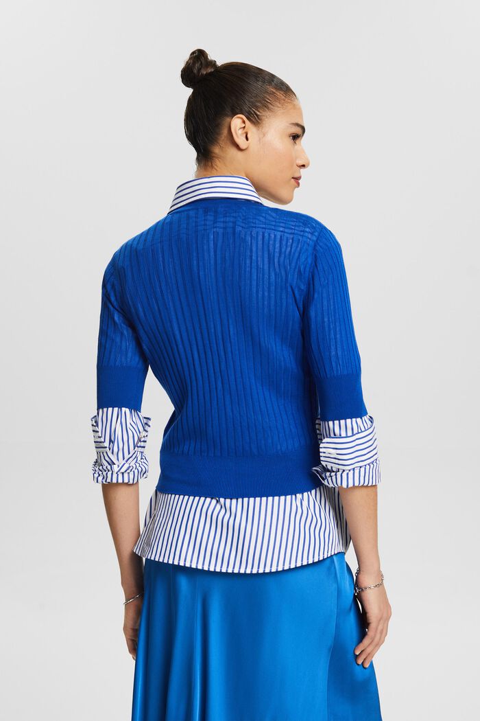 Button-Front Knit Top, BRIGHT BLUE, detail image number 3