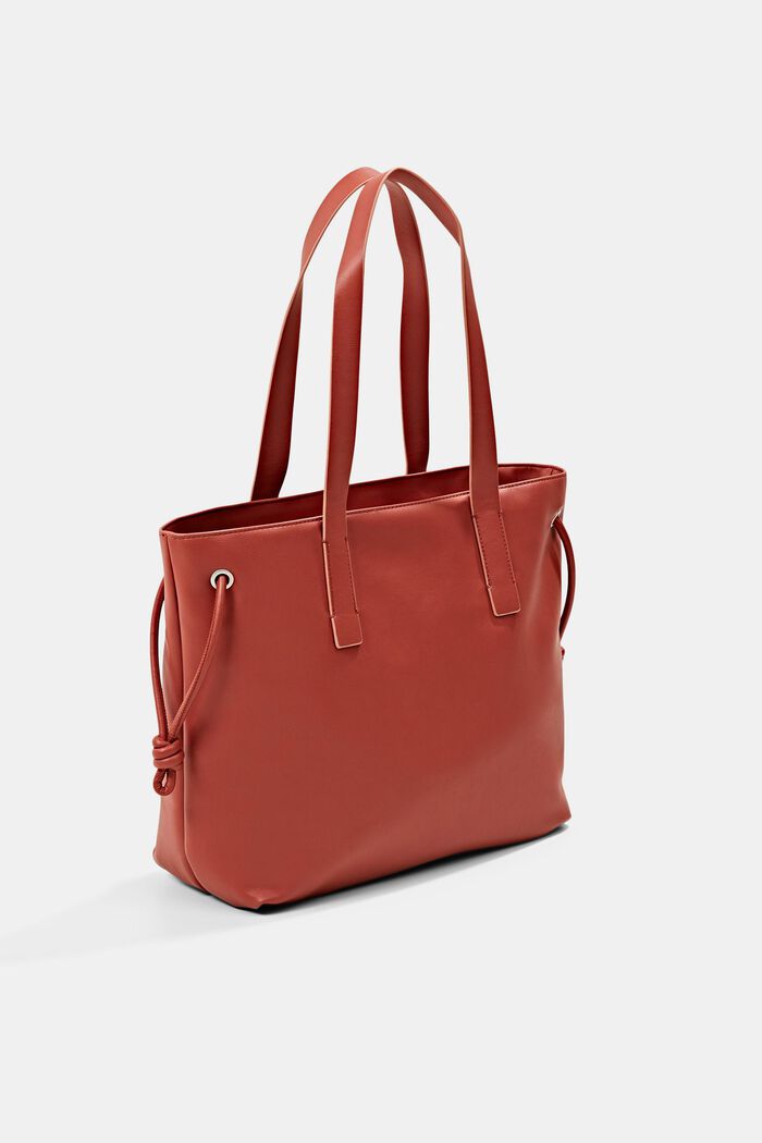 Vegan: Faux leather shopper, CORAL RED, detail image number 5